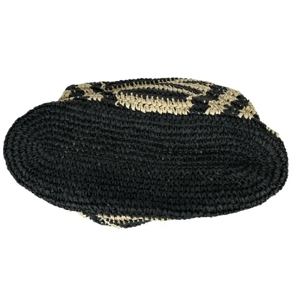 Billabong Talk To The Palm Paper Woven Straw Tote Bag Black & Natural Colour - Picture 4 of 16
